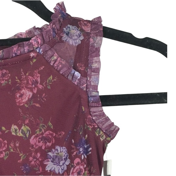 Zenzi Girls Sleeveless Ruffle Shoulder Party Dress Burgundy Floral Size XS(4/5) - Picture 4 of 11